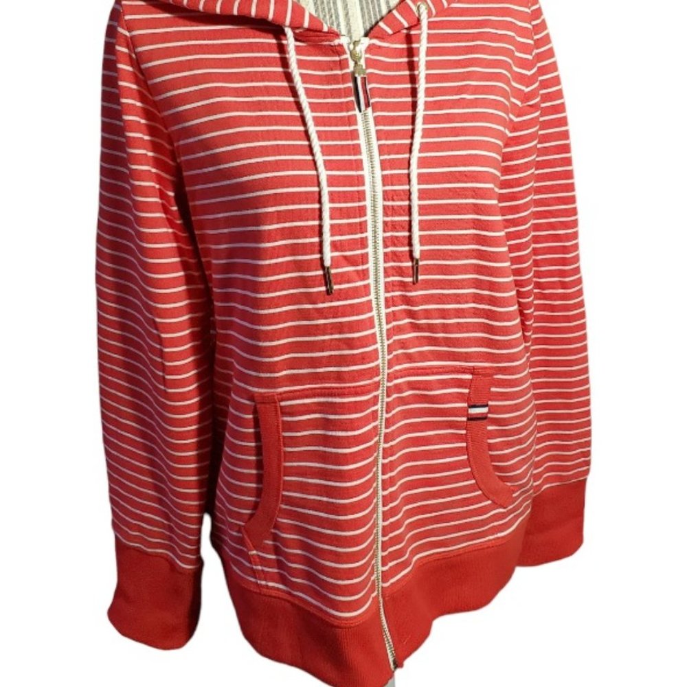 Tommy Hilfiger Striped French Terry Hoodie Red Orange (Vermilion)  - NWT